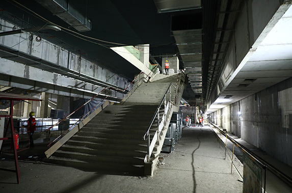 "Construction of Staircase in progress at Bkc metro station