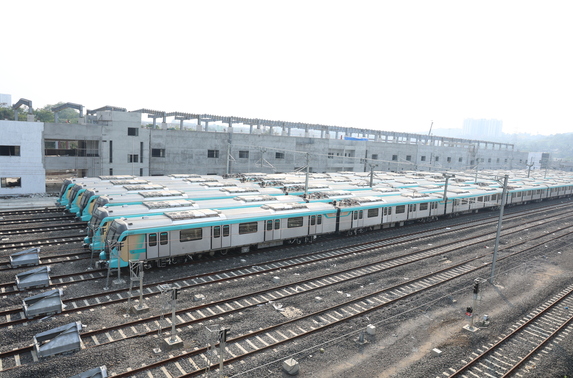 Letro Line-3 coaches parked at Aarey Car Depot