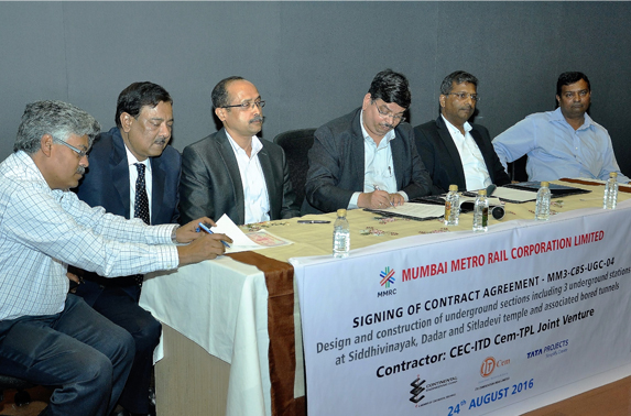 MMRC officials and contractors signing the Civil contract of Metro - 3